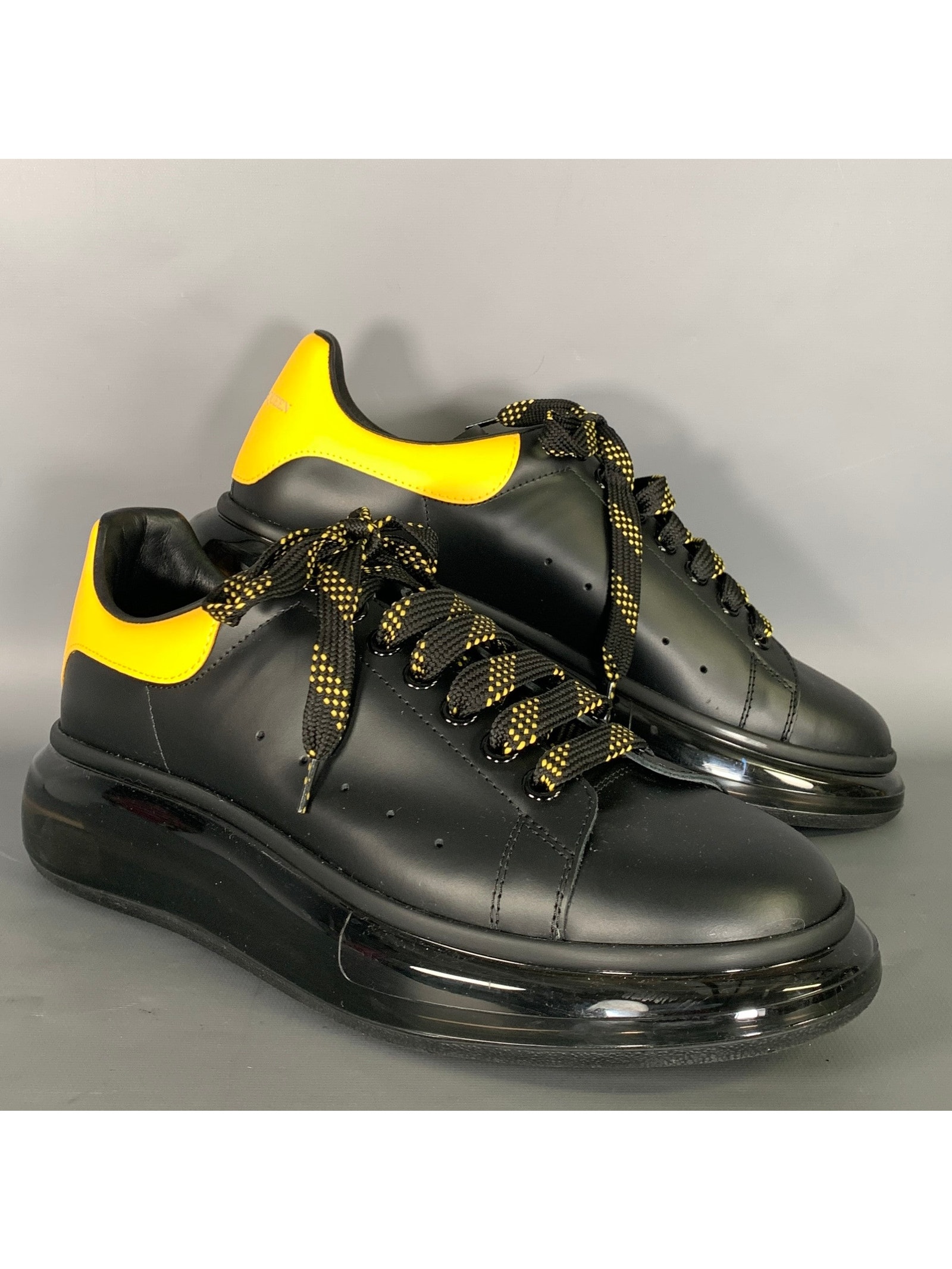 Alexander Mcqueen Size 10 Black Yellow Leather Low Top Sneakers